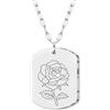 LONYOO Delicata collana con fiore di nascita in acciaio inossidabile inciso collane con ciondolo fiore di nascita mese di nascita gioielli regalo di compleanno per donne mamma, Medium, Acciaio