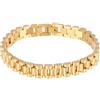 Gualiy Guaily Bracciale Acciaio Catena Uomo, 10mm Larghezza Bracciale a Catena con Cinturino in Oro, Uomo Bracciale Acciaio 20.5 cm