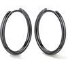 Bestyle Orecchini Cerchio Argento 925 Donna Nero Anallergici Leggeri
