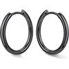 Bestyle Orecchini Cerchio Argento 925 Donna Nero Anallergici Leggeri