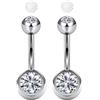 AceFun Piercing ombelico 14G argento per donna Clicker piccolo Piercing ombelico corto 10 mm con 2 coperture in silicone antiscivolo anelli all'ombelico curvi gioielli piercing Barbell