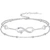 Flpruy Gioiello da donna in argento Sterling 925, con simbolo dell'infinito, braccialetto e cavigliera, doppia catena regolabile, regalo personalizzato per donne, mogli, fidanzate, madri, Anklet 9-11