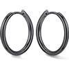 Bestyle Orecchini Cerchio Argento 925 Donna Nero Anallergici Leggeri