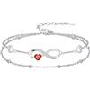 Flpruy Gioiello da donna in argento Sterling 925, con simbolo dell'infinito, braccialetto e cavigliera, doppia catena regolabile, regalo personalizzato per donne, mogli, fidanzate, madri, Anklet 9-11