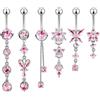 CharmBurst 6 Pezzi Anelli Per Ombelico Rosa, Acciaio Inossidabile Pendente, Gioielli Impermeabili Per Piercing All'Ombelico, Acciaio Chirurgico, Accessori Alla Moda Per O