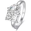 Yaresul Toi et moi, anello di fidanzamento da donna in argento Sterling 925, placcato in oro bianco, 1,5 ct, 6 x 8 mm, con doppia pietra smeraldo e taglio a pera, anello di fidanzamento con zirconia