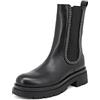 QUEEN HELENA Stivali Chelsea di Pelle Stivaletti Bassi con Plateau Donna S274 (Nero, Sistema Taglie Calzature EU, Adulto, Donna, Numero, Media, 41)
