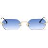 LIGOES - Occhiali da sole rettangolari da uomo, senza montatura, occhiali da sole ottagonali, piccoli, occhiali da donna, metallo, oro, poligono, blu, marrone uv400, Oro con rosa