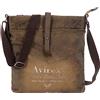 Avirex Borsa a Tracolla in Canvas e Pelle Bovina, Messenger Piatta, in Stile Militare, Collezione 140506 CNV0F (Verde Kaki)