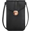 Narunii Mini Borsa a Tracolla da Donna,Mini Custodia per Cellulare con Pelle PU Trasparente Portafoglio da Donna per Telefono Cellulare da Donna Piccola per Touch Screen (Nero)