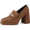QUEEN HELENA Mocassini con Tacco Alto Francesine Eleganti Donna ZM9824 (Marrone, Sistema Taglie Calzature EU, Adulto, Donna, Numero, Media, 40)