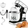 Royal Swiss® Impastatrice Planetaria Professionale 2800W 16L XXXXL - Robot da Cucina con 12 Velocità, Timer LED Touch, Ciotola Inox, Tritacarne, Gancio, Frusta - Mixer per Pane, Pizza, Dolci