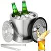 DUBUOZA 2.0 L Secchiello Ghiaccio in Acciaio Inox, Secchiello per Ghiaccio con Coperchio,Cestello Ghiaccio, per il Ghiaccio in Acciaio inossidabile, Perfetto per Bar Domestici,Feste e Servizio Cocktail