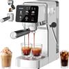 LLIVEKIT Macchina per Caffè Espresso 20 Bar con Montalatte, Compatibile con Capsule e Caffè Macinato, 1350 W, Serbatoio 1,2 L, Funzione Decalcificazione, Spegnimento Automatico, Acciaio Inossidabile