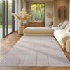 SIMPEX Tappeto Decorativo Boho Scandinavo Crema Monocromatico 160x230 cm Morbido e Facile da Pulire Lavabile Effetto 3D Tappeto per Soggiorno e Camera da Letto
