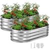 VEVOR Fioriera Rialzata Zincata 2 Pezzi 1200 x 600 x 300 mm Set di Fioriere Ovali in Metallo per Esterno, Aiuola Rialzata Senza Fondo in Metallo per Coltivazione Fiori Verdure Orto Giardino
