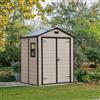 Dmora Casetta da Giardino Galliate 152x185x226h cm Beige Resistente agli Agenti Atmosferici Presenza Finestre, Tetto a Due Falde