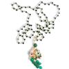 Generico Collana all'uncinetto con perline e ciondolo estivo in ceramica (Verde)
