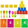 Relaxdays Set per Festa per Bambini,Giochi 3in1 per Compleanno,Corsa con Sacco,Gioco dell'Uovo & Tiro Bersaglio,v.colori