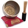 Ajuny Set di Campana Tibetana in Ottone con Bastone e Cuscino per Yoga Guarigione dei Chakra Sollievo Dallo Stress Sonora Meditazione Artigianale Regali per Donne e Uomini (Beige Dorato)