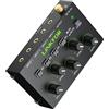 LiNKFOR Mixer Stereo 3,5 mm a 4 Canali con 4 Controlli Volume Indipendenti + Master, Mixer Audio 3.5mm Attivo con Interfacce Dorate, Alimentazione per Gaming, Studio PC, Console, Sintetizzatori