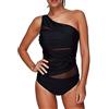 Inception Pro Infinite Costume Intero Donna - Monospalla - Monokini - Trasparente - da Bagno - Mare - Piscina - Ragazza - Colore Nero - Taglia L