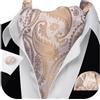 Barry.Wang - Cravatta in seta da uomo, con nodo Ascot e stampa paisley, con fazzoletto da tasca quadrato e gemelli coordinati, set per matrimonio e occasioni formali, Oro champagne, Taglia unica