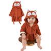 DivingBirds Accappatoio per bambini maschi e femmine in morbido cotone, vestaglia da bagno ad asciugatura rapida con cappuccio e accappatoio spugna con simpatico design con animali, 0-6 anni, Volpe arancione, 4-6