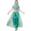 MUNAFIE Costume da danza del ventre, per cosplay, Halloween, carnevale, compleanni, feste, con paillettes, verde, L