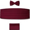 BRERA 67 Fascia da Smoking + Papillon + Fazzoletto da Taschino Color Bordò taglia L-XL in raso, Set 3 pezzi Accessori da Uomo Classico per Abiti Eleganti