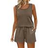 Generico Completi Donna Completi Donna Con Pantaloncini Collo Alto Monospalla Eleganti Ventilato Set Casual Estivo Tuta Completa Vestito Curvy Ideale Per L'Estate
