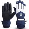 AKDJGFP Guanti Neve Donna Guanti invernali unisex da snowboard e sci in pelle PU, antiscivolo, touch screen, impermeabili, for moto, ciclismo, pile, caldi, neve(Blue-L)