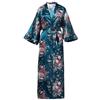 UYFRD Vestaglia lunga da donna, kimono, con tasche, sexy, da sposa, damigella d'onore, oversize, in raso, abbigliamento da casa, Verde scuro B, 3XL