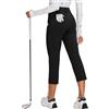 SERSARY Pantaloni Golf Donna 7/8 Elasticizzati con Cerniera Destra con Passanti per Cintura Business Lavoro Pantaloni Golf da Jogging, Leggeri, per Sport, Viaggi, Lavoro, Lounge