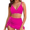 Generic Taglie Forti Donna - Bikini Donna Due Pezzi con Gonna da Bagno, Top Scollo a V, Slip Vita Alta con Coulisse Laterale e Volant, Costume Mare Spiaggia Piscina Terme in Vacanza