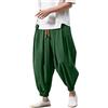 WAZHAKU Pantaloni Harem da Uomo Baggy Aladin, Stile Giapponese, per il Tempo Libero, Jogging, Cinesi, Hippie Yoga, Palloncino Bloomer, Casual, O Verde