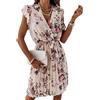 BDCUYAHSKL Abito Estivo con Stampa Digitale A Maniche Corte con Scollo A V E Volant Abito retrò Floreale da Donna Elegante