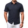 Casey Kevin Camicia Uomo Maniche Corte Business No Stiro Estiva Camicie Righe Regular Fit con Tasca