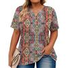 Rapbin Maglietta da Donna Plus Size con Scollo a V, a Maniche Corte, Oversized, T-Shirt Estiva, Casual, Tops, Bluse, 2025 (1X-5X), multicolore fiori, 5XL