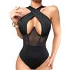 TOFBS Body Donna senza Maniche Incrociate Bodysuit Elegante Contenitivo Modellante Outfit Estivi Bodysuit Top moda Abbigliamento Femminile Vestiti Casual