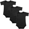 BINIDUCKLING Body da bambina, confezione da 3, a maniche corte, tinta unita, Nero , 3-6 Mesi