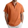 Enlision Camicia Uomo di Lino Cotone Maniche Corte Camicie Collo Coreana Casual Estiva Elegante Maglietta Serafino Tinta Unita vestibilità Ampia S-4XL
