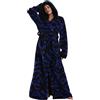 Yzehomijia Accappatoio Uomo- Accappatoio Donna，Vestaglia Lungo Invernale Spugna con Cappuccio，Adatto per Bagno, Piscina e Dopo la Doccia (Deep blue leopard print)