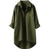 Generic Top da donna 2026 in cotone lino vestibilità ampia tinta unita maniche lunghe garza increspata camicie estive maniche a campana gonne alte basse con frange ricamate western donna primavera casual