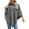 Ferand Poncho, maglione da donna elegante in pelliccia sintetica con motivo a rosa, sciarpa morbida e calda per l'inverno, grigio., Taglia unica