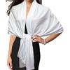 Gragengs Pashmina scintillante metallizzato scialli e involucri sciarpa lunga festa tinta unita bicolore, bianco/argento, 70.8 x 27.5 inch(180x70cm)