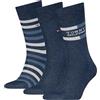 Tommy Hilfiger 8719965009202 TH - Calzini da uomo, 3P, con strisce, jeans, 39-42