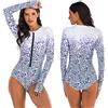 Beachkini Costume da Bagno a Maniche Lunghe con Zip da Donna Costume Intero da Bagno Ricreativo Rash Guards,White Purple,S