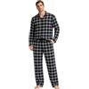 BEEYANOPAL Pigiama Uomo in Flanella 100% Cotone a Quadri con Camicia e Pantaloni con Vita Elastica, Morbido e Caldo per Inverno (IT, Testo, XXL, Regular, Regular, Quadri Neri e Bianchi)