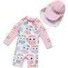 BONVERANO Costume Intero a Maniche Lunghe per Bebè neonata Protezione UV 50+ One Zip(Rosa-Gufo,12-18mesi)…